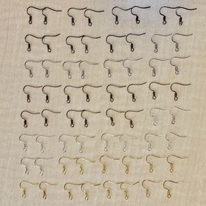Earring Hooks Ear Wires Assorted Set 32 Pair Silver, Copper, Brass, Gunmetal NEW